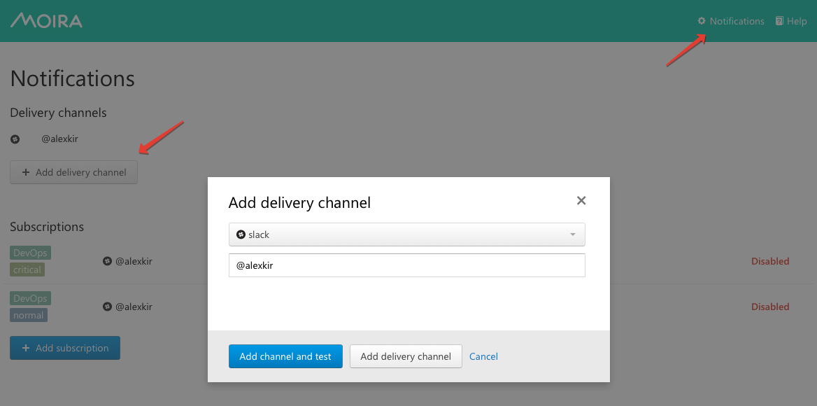 delivery channel settings
